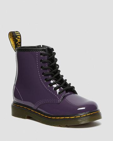 Dr Martens Toddler 1460 Lak Leren Veterlaarzen Kinderen Paars | NL 122XYU